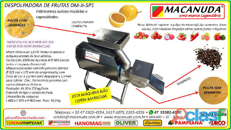 MARACUJÁ, MÁQUINAS PARA DESPOLPAR MACANUDA 4