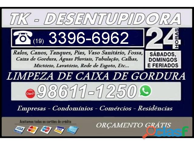 Desentupidora 24 Horas em Campinas Orçamento Grátis 98611 1250