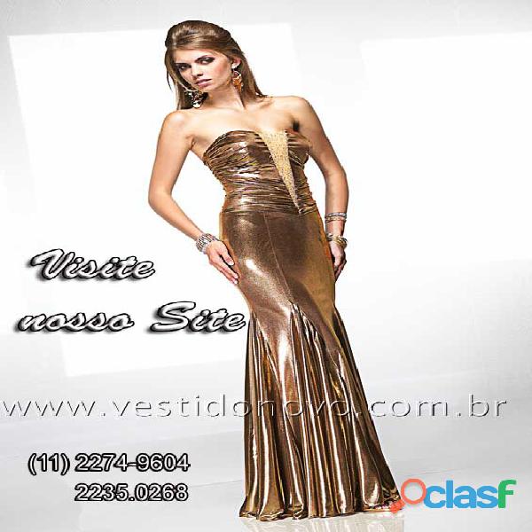 Vestido dourado todo em brilho da loja vestido novos zona sul