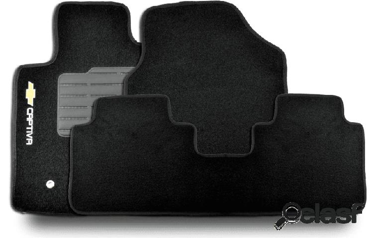 Tapete personalizado chevrolet captiva 08/15 preto 3pç + trava segurança