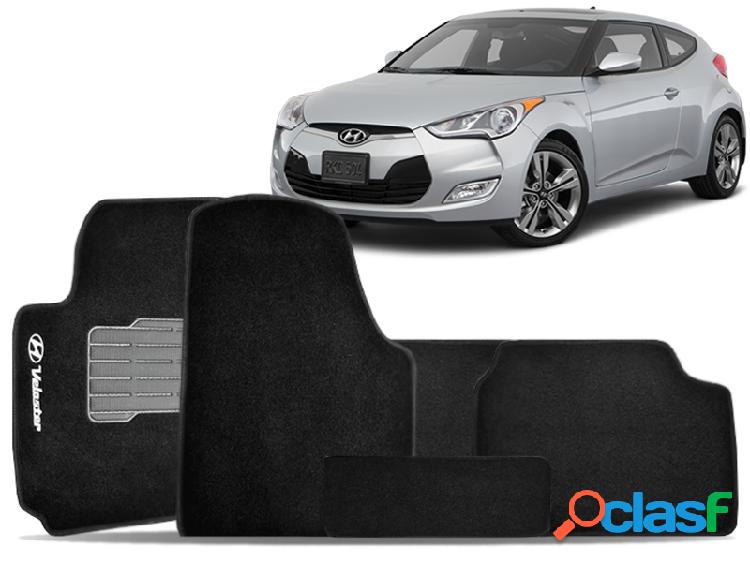 Tapete personalizado veloster 11/14 preto 5pç + trava segurança