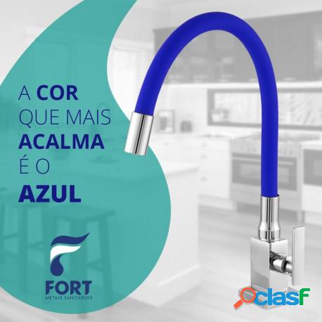 Torneira para pia cozinha mesa/bancada bica movel flexível azul c77