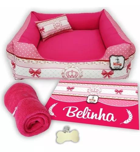 Cama Cachorro Gato 70x70 C/ 5pç Personalizado Manta + Placa