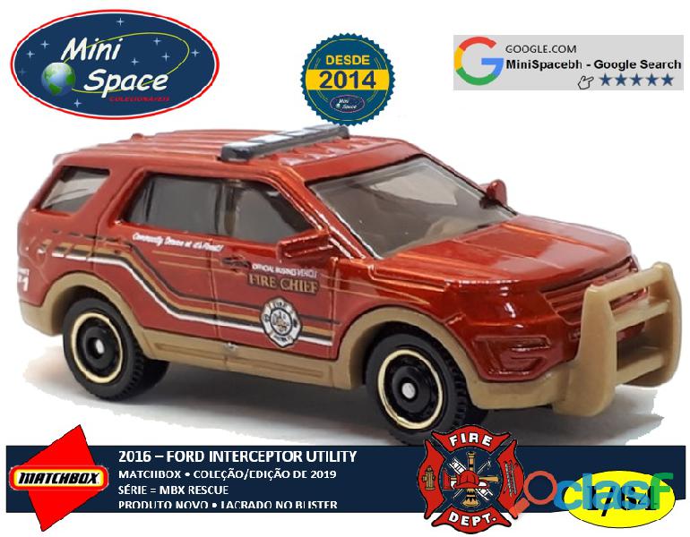 Matchbox 2016 Ford Interceptor Utility Depto Bombeiro 1/64