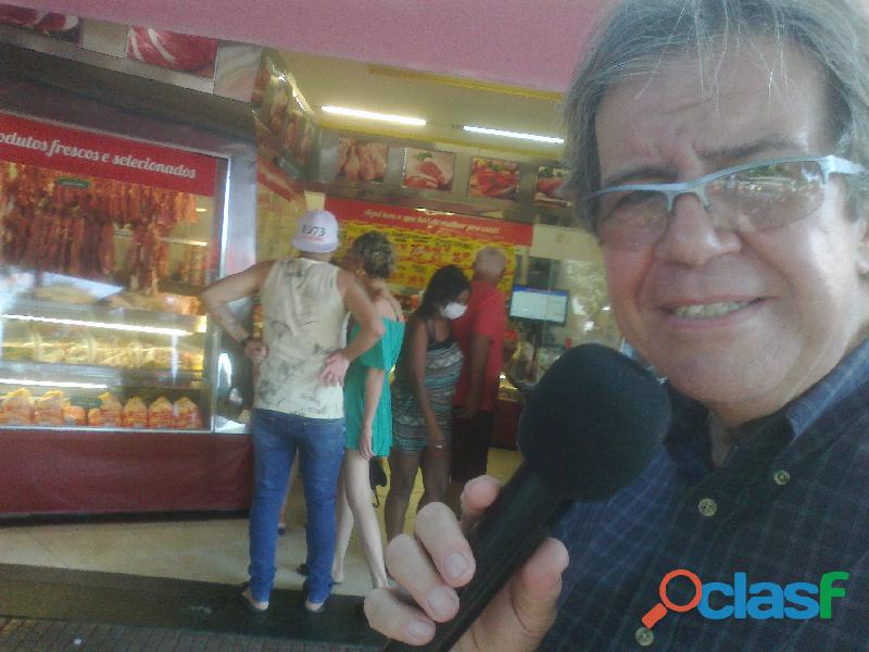 Locutor porta de loja, gravação de vinheta para carro de som