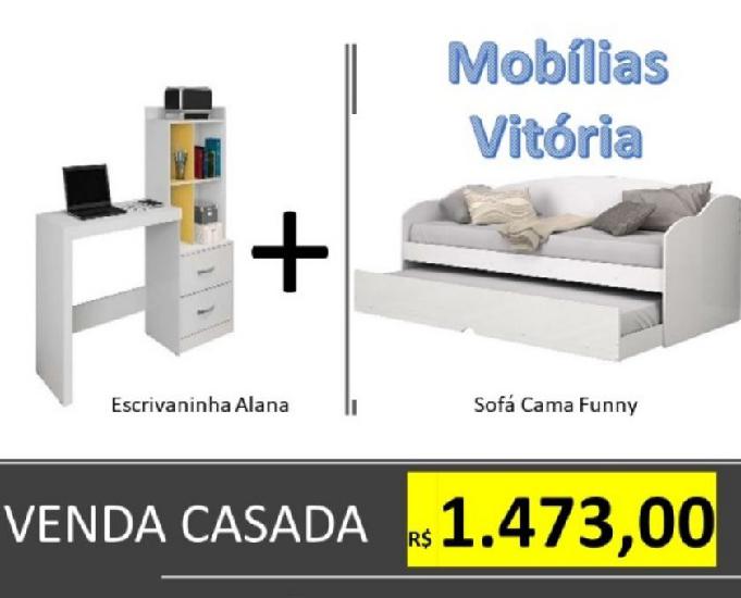 Escrivaninha + Sofá cama + Guarda Roupas - FRETE GRÁTIS