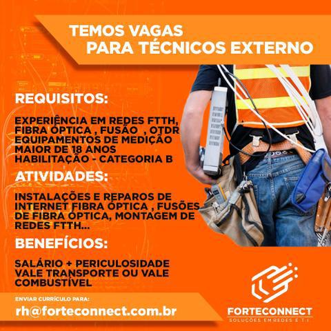 Oportunidade de emprego técnico em fibra óptica