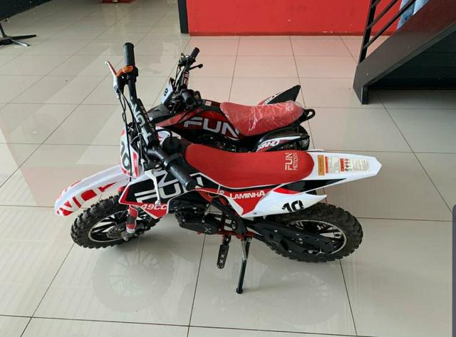 Mini Moto Cross Trilha 49cc bz Vento Vermelha Partida Corda