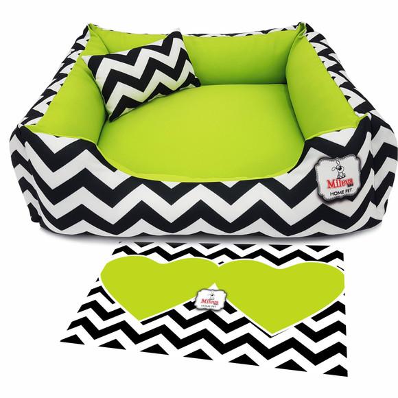 Cama p/cachorro gato tam70x70 +tapete - chevron limão