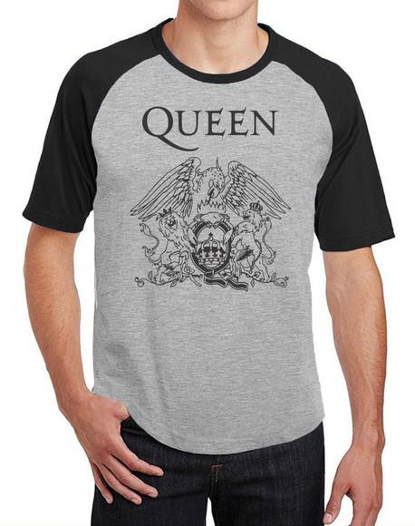 Camiseta raglan masculina banda queen