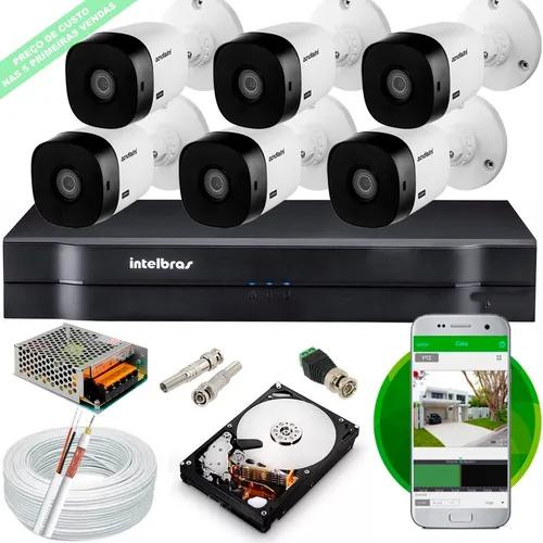 Kit 6 Cameras 1220b Intelbras Full Hd Dvr Mhdx 1108 Hd Cabo