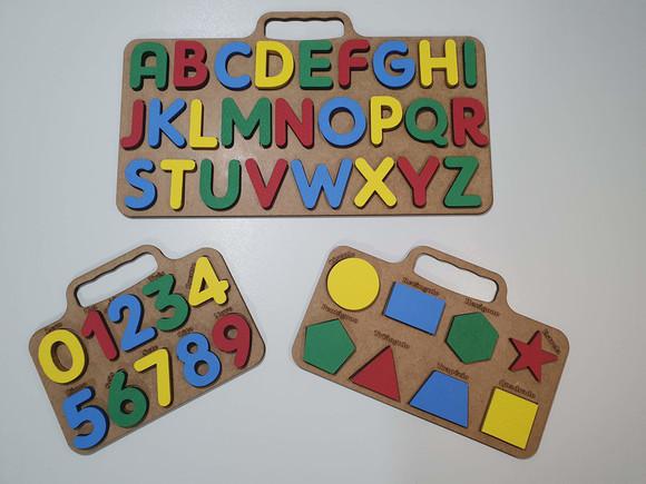 Brinquedo Educativo Pedagógico Kit Alfabeto Números Formas