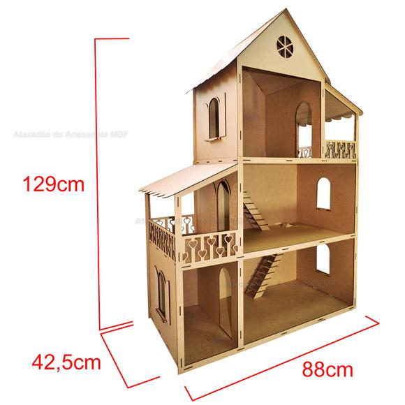 Casa boneca barbie desmontada 129x88x42