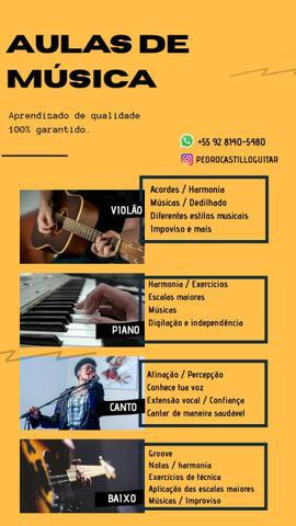 Aulas de violão, piano, baixo, guitarra e canto