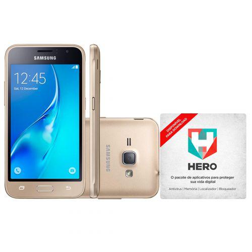 Smartphone samsung galaxy j1 2016 j120h dourado + hero