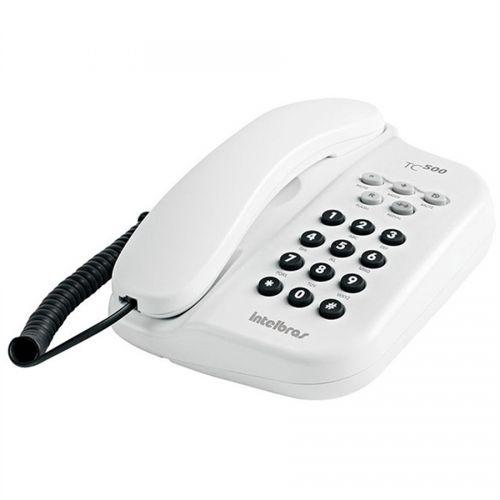 Telefone de mesa com fio branco tc500 intelbras