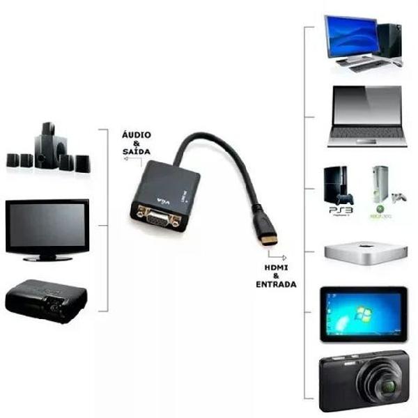 Cabo Adaptador Conversor Hdmi Para Vga Com Saída P2 De