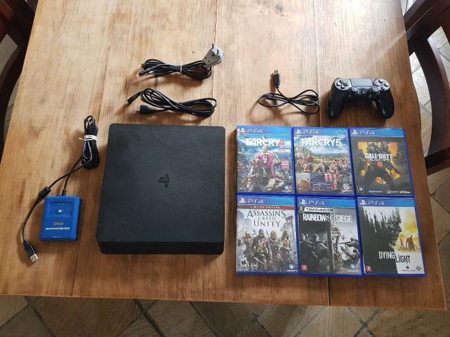 Ps4 1tb, 6 jogos, adaptador mouse teclado