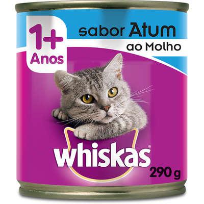 Ração úmida whiskas lata atum ao molho para gatos adultos