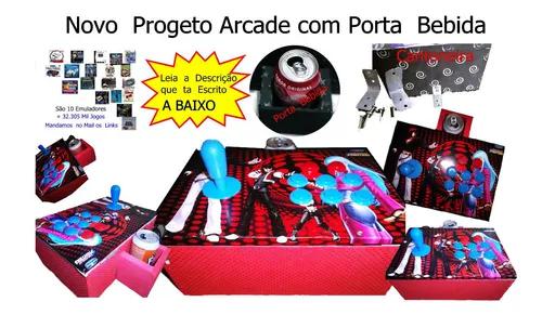 Controle Arcade 8 Botão+porta Bebida+