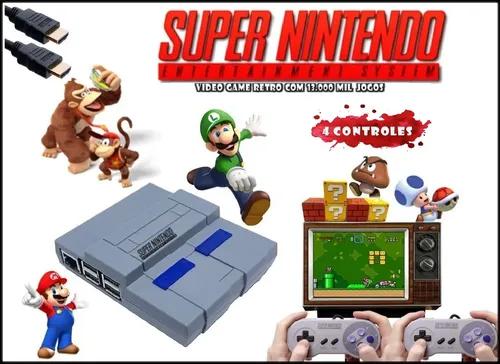 Míni super nintendo retrô + de 9 mil jogos e 4 controles