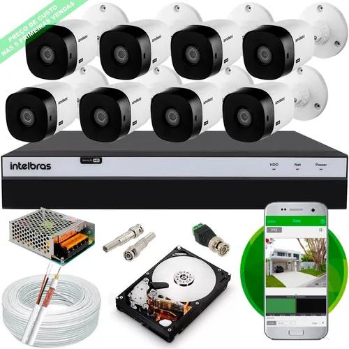 Kit 8 Cameras 1220b Intelbras Full Hd Dvr Mhdx 3108 Hd Cabo