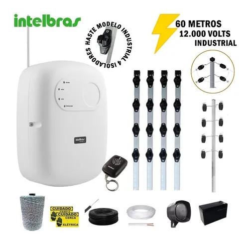 Kit Cerca Elétrica Industrial Intelbras 60 Metros C/ Alarme