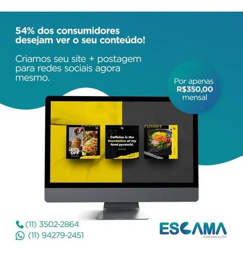 Criação de site + posts redes sociais por r$ 350,00 mensal