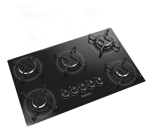 Cooktop itatiaia 5 bocas mega chama mesa vidro preto bivolt