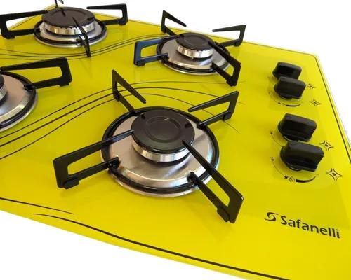 Fogão Cooktop 4 Bocas Amarelo 4q Lines Safanelli Fca401