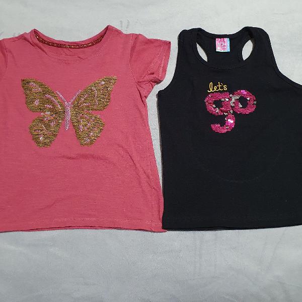 lote com duas camisetas infantis