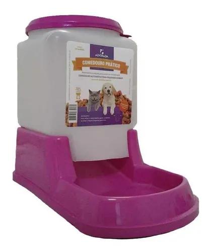 Comedouro Prático Automático Cães E Gatos Rosa