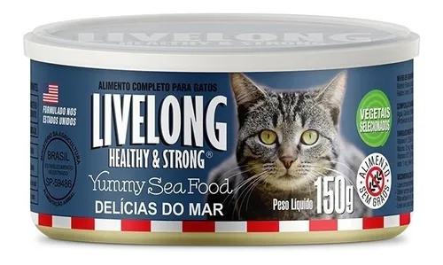 Livelong gatos delícias do mar com mandioquinha lata 150g