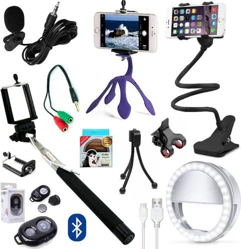 Kit Youtuber Completo Lapela + 2 Tripés Celular +