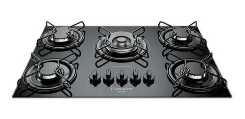 Cooktop esmaltec gourmet preto 5 bocas tripla chama bivolt