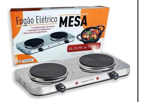 Fogão elétrico inox 2 bocas agratto 2000w 127v ou 220v