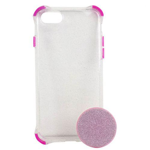 Capinha transparente para iphone 7 glitter + pocket