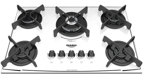 Cooktop Dako 5 Bocas Branco Com Acendimento Superautomático