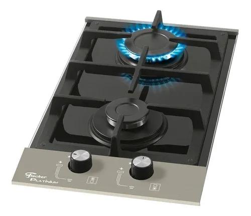 Fogão cooktop fischer 2 bocas platinium gás mesa vidro