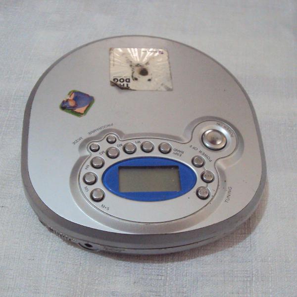 Aparelho discman cinza cd player