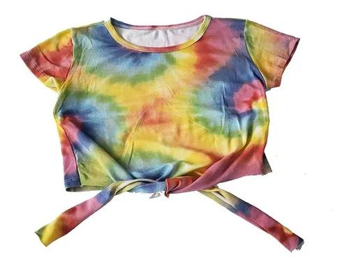 Blusa infantil tie dye day menina criança amarrar