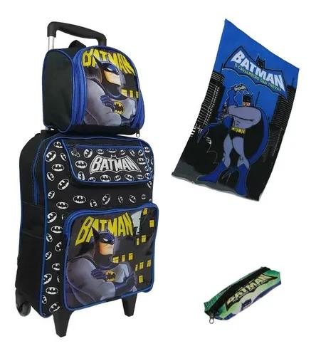 Bolsa Mochila Infantil Masculina Batman Com Estojo Meninos