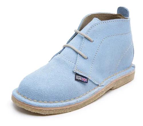 Bota couro p/ criança kids infantil azul bebê várias