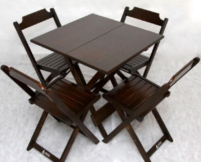 Conjunto de mesa e 4 cadeiras dobráveis