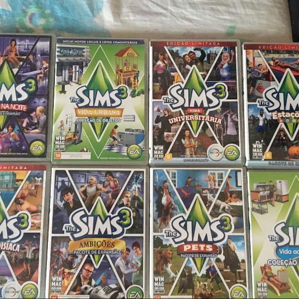 Pacote com 8 jogos the sims 3.