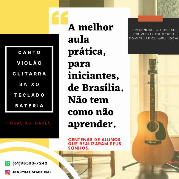 Aulas de violão, canto, teclado, bateria, guitarra, contra