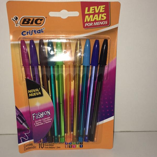 caneta esferográfica bic fashion desliza 10 cores