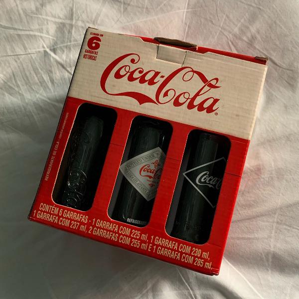 Coleção 6 garrafas históricas vintage coca-cola