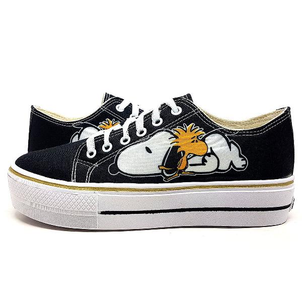 tênis plataforma converse all star snoopy preto feminino