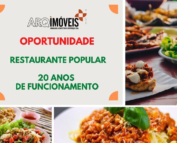 Oportunidade restaurante popular mais de 20 anos de funciona